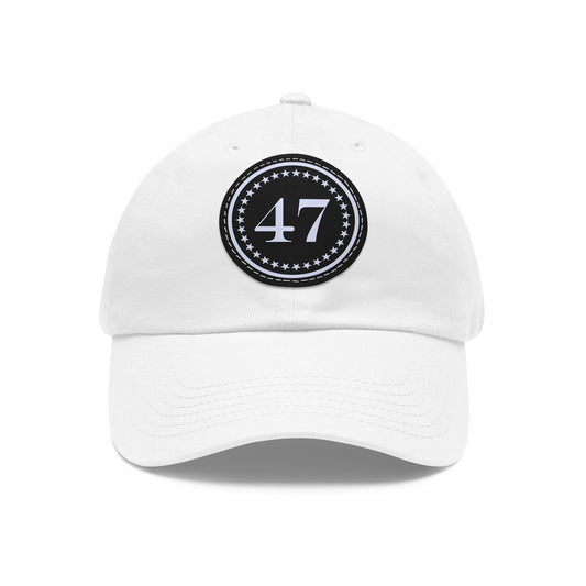 White 47 Hat With Leather Patch
