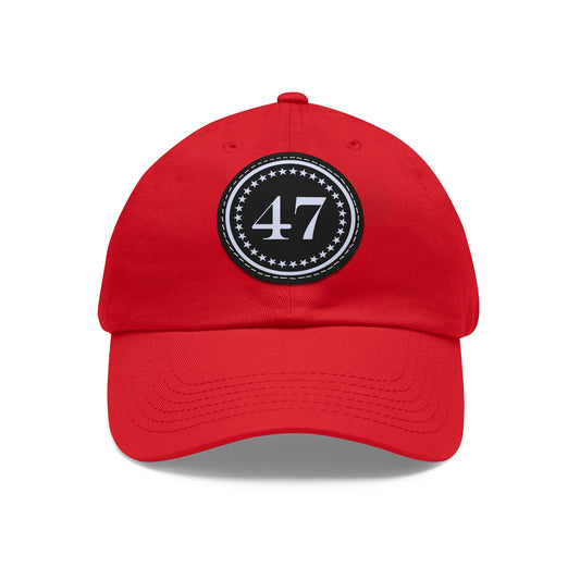 Red 47 Hat with Leather Patch