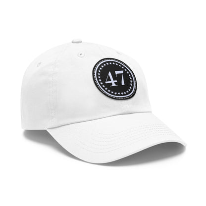 White 47 Hat With Leather Patch